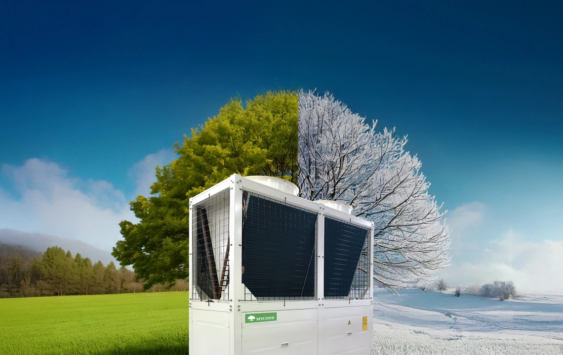 Diagramm von energieeffizienten 4-Rohr-Modular-K&uuml;hlern im Einsatz.