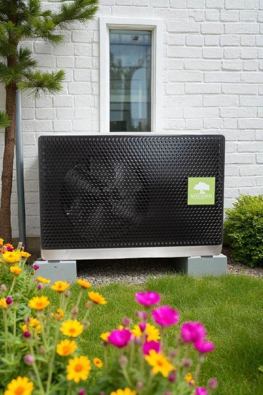 Wärmepumpe mit geräuschlosem Betrieb bei Tag von Mycond BeeSmart